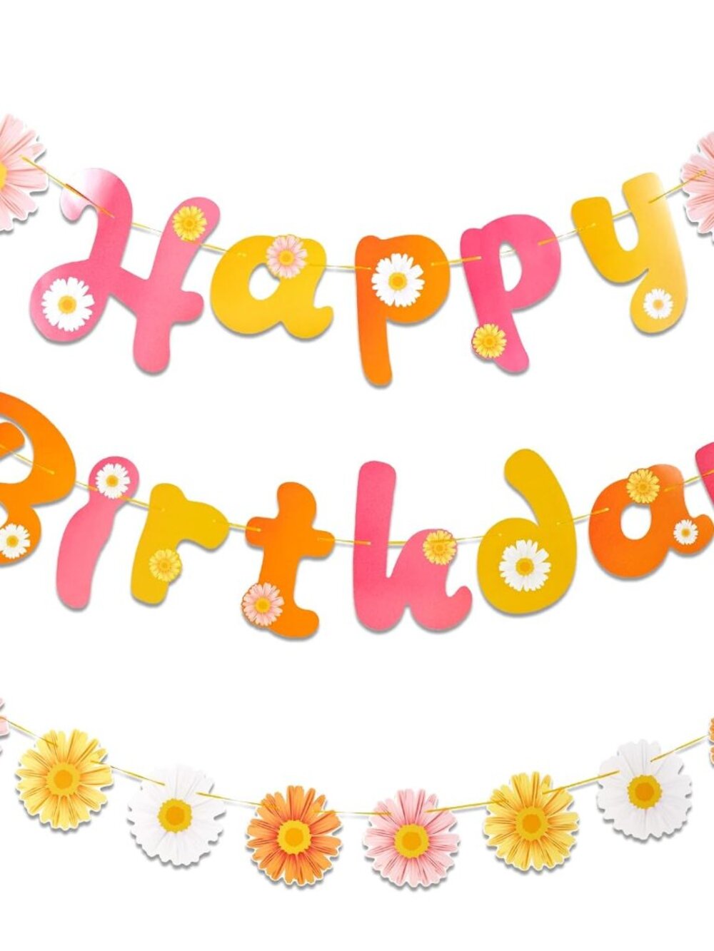 Flower Daisy Happy Birthday Banner Groovy Party Banners Groovy Party Decorations